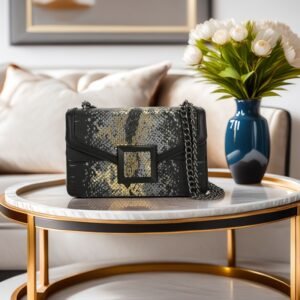 Vintage Crocodile Pattern Shoulder Bag with Chain Strap for Classic, Stylish  Women, perfect for outings, Parties occasions (Black)