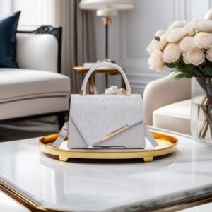 Elegant Evening Bag with Golden Accents, Clutch Purse for chic Women