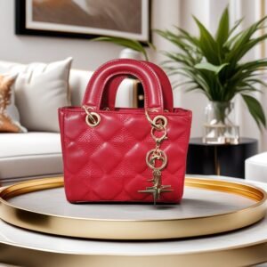 Quilted PU Shoulder Bag Zip Closure, Polyester Lined, Versatile Handbag with  Charm Chain