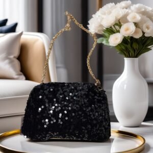 Chic Sparkly, Lightweight Crossbody Purse with Golden Chain Strap, Perfect for Night Out