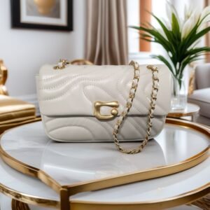 Niche Designer Wave Quilted Pattern Square Purse, Stylish Women’s Shoulder Bag  with Chain Strap.