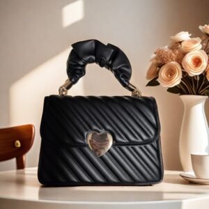 Versatile Classic Hangbang with Adjustable Strap, PU Leather, Buckle closure.(Black)