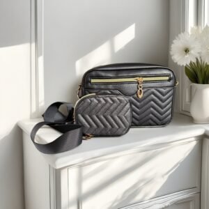 Black Deluxe Black Crossbody Bag with Adjustable Strap