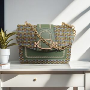 Trendy Shoulder Bag with Metal Chain Strap, Classic Bag(Green)