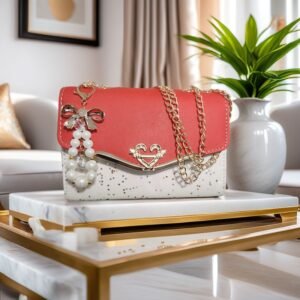 Sparkling Color Bag, Bow Chain with Metal Chain Decorative Crossbody Bag