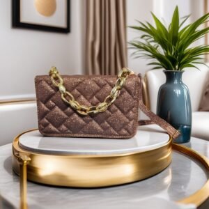 Elegant Quilted Tan Crossbody Bag, Chic Shoulder Design Bag (Brown)