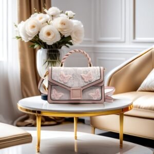 Elegant Shoulder Bag with Double-Layer Design and Chain Strap for Classic  Women. ( Pink)
